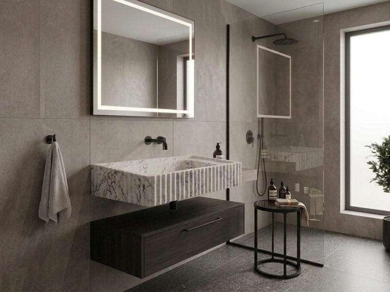 L2- Handcrafted Fluted Calacatta Viole Marble Vessel Sink – Luxury Bathroom Vanity Basin