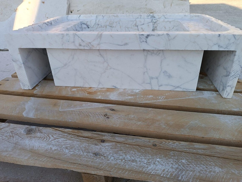 L2- Handcrafted Fluted Calacatta Viole Marble Vessel Sink – Luxury Bathroom Vanity Basin